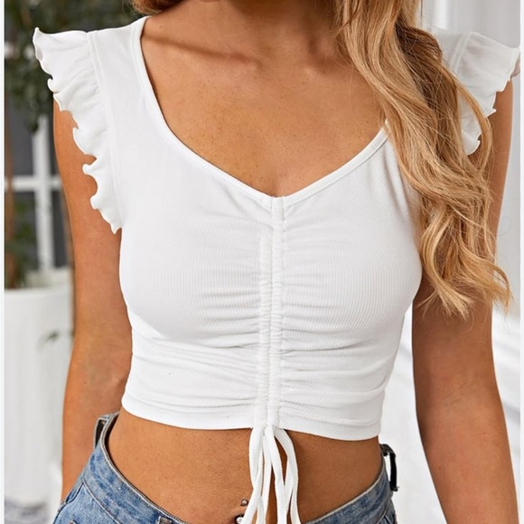 Princess Polly White Ruched Tank Top - Picture 1 of 3
